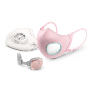 Philips Fresh Air Mask For Kids + Filter N95 Series 3000 Original Smart Mouth Guard And Nose Protection With Electric Fan Face Mask For Children (ACM033) - Pink (For Girls)